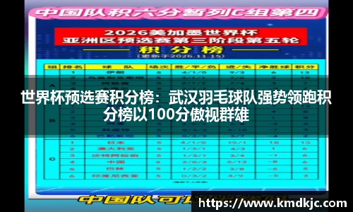 世界杯预选赛积分榜：武汉羽毛球队强势领跑积分榜以100分傲视群雄